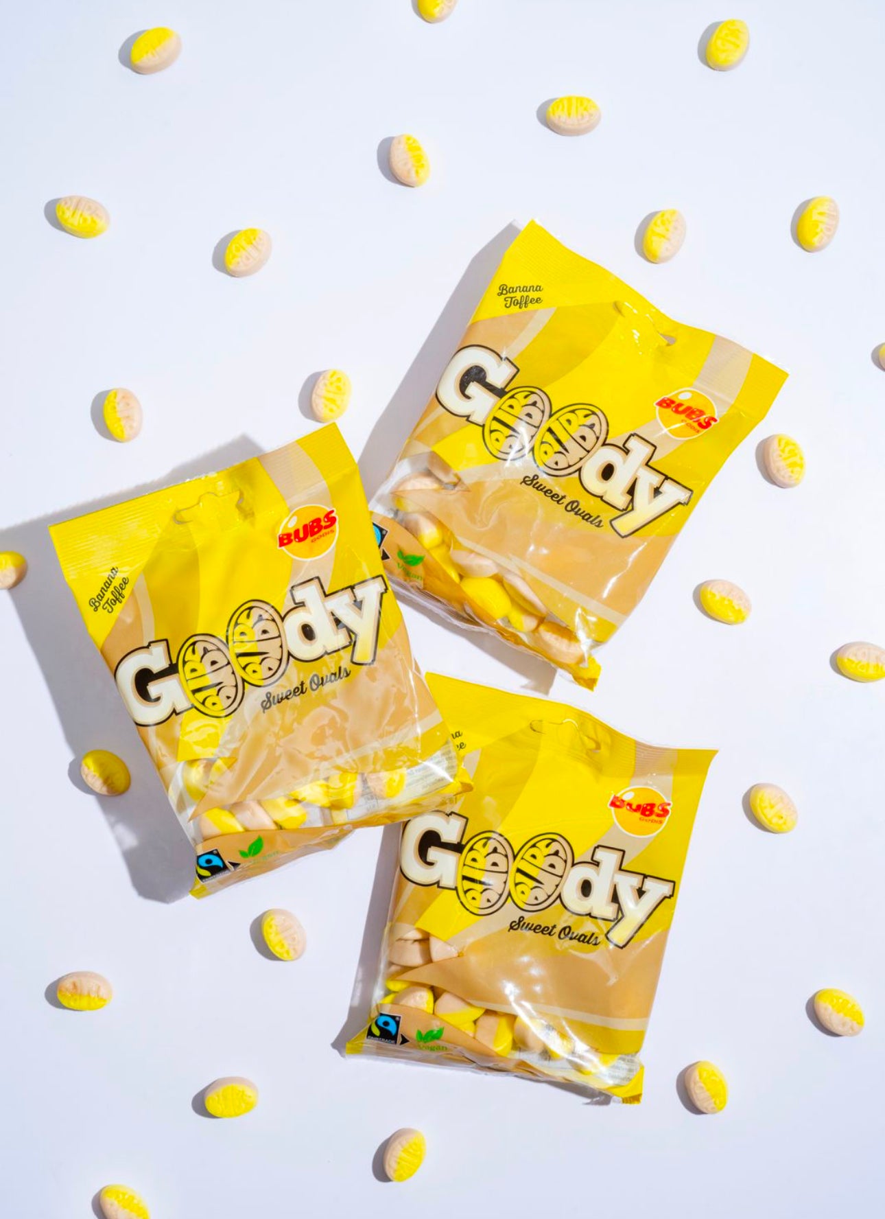 Bubs Swedish Candy - Goody Banana Toffee Ovals - 12 Pack Case