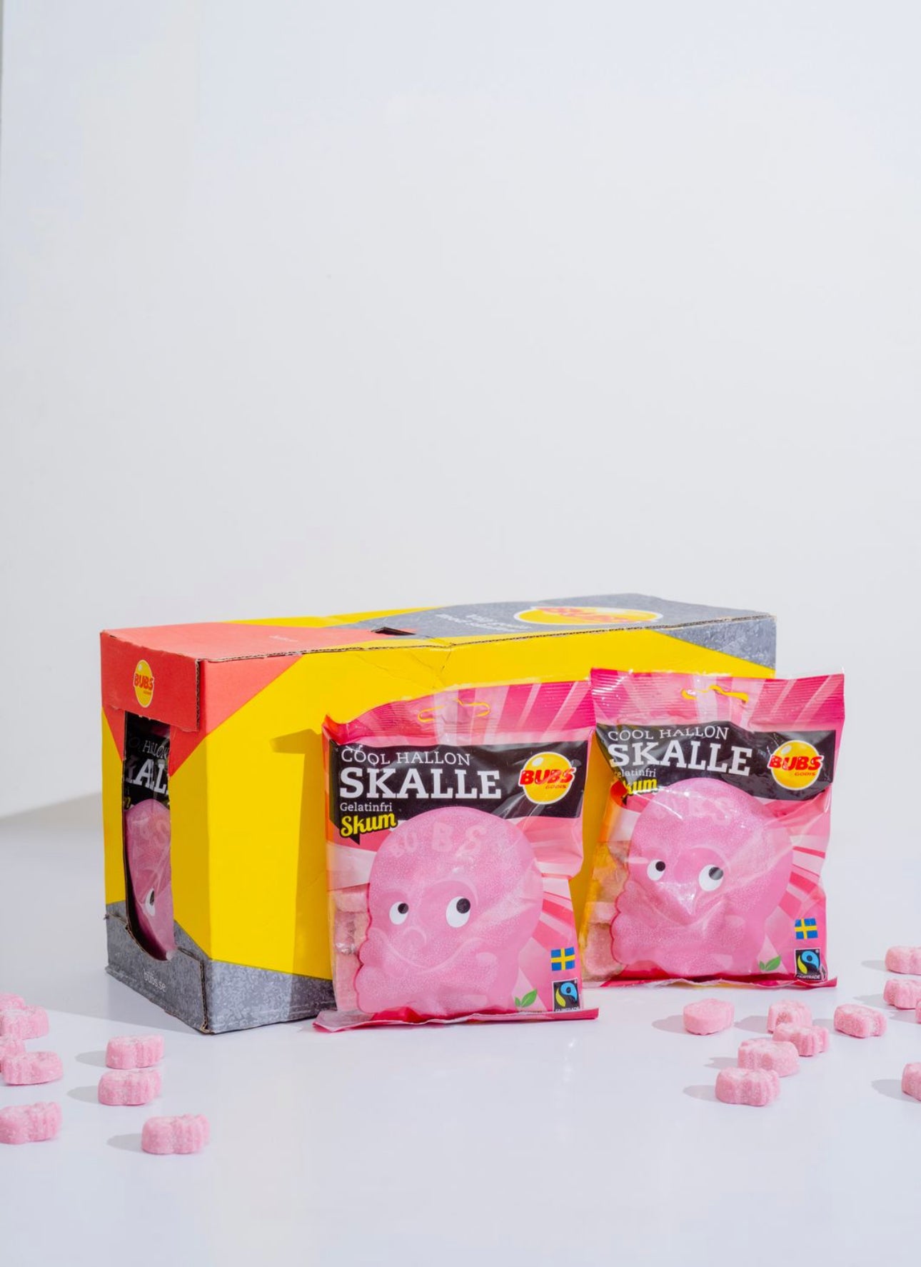 Bubs Swedish Candy - Cool Raspberry Foam Skulls - 12 Pack Case