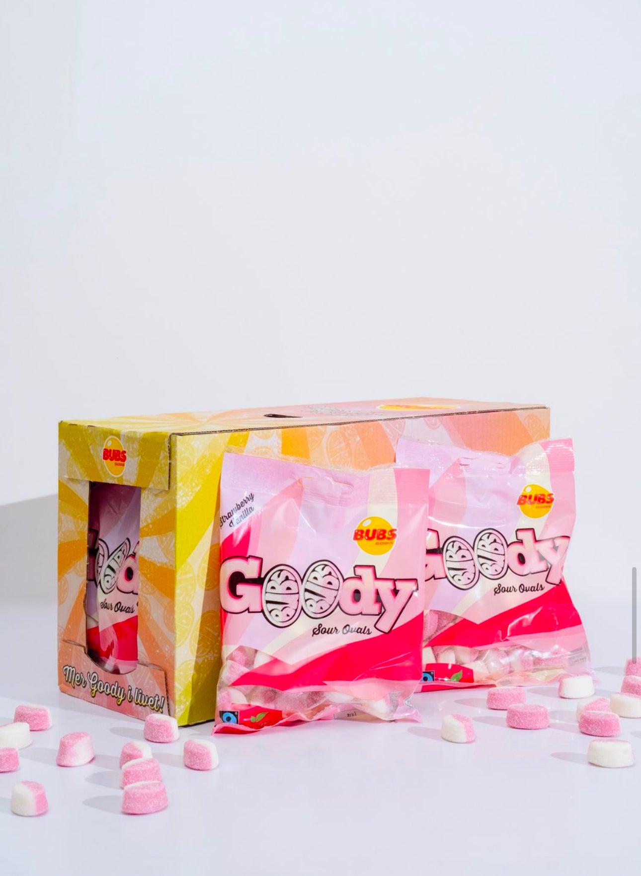 Bubs Goody Strawberry & Vanilla Sour Ovals 12 Pack Case