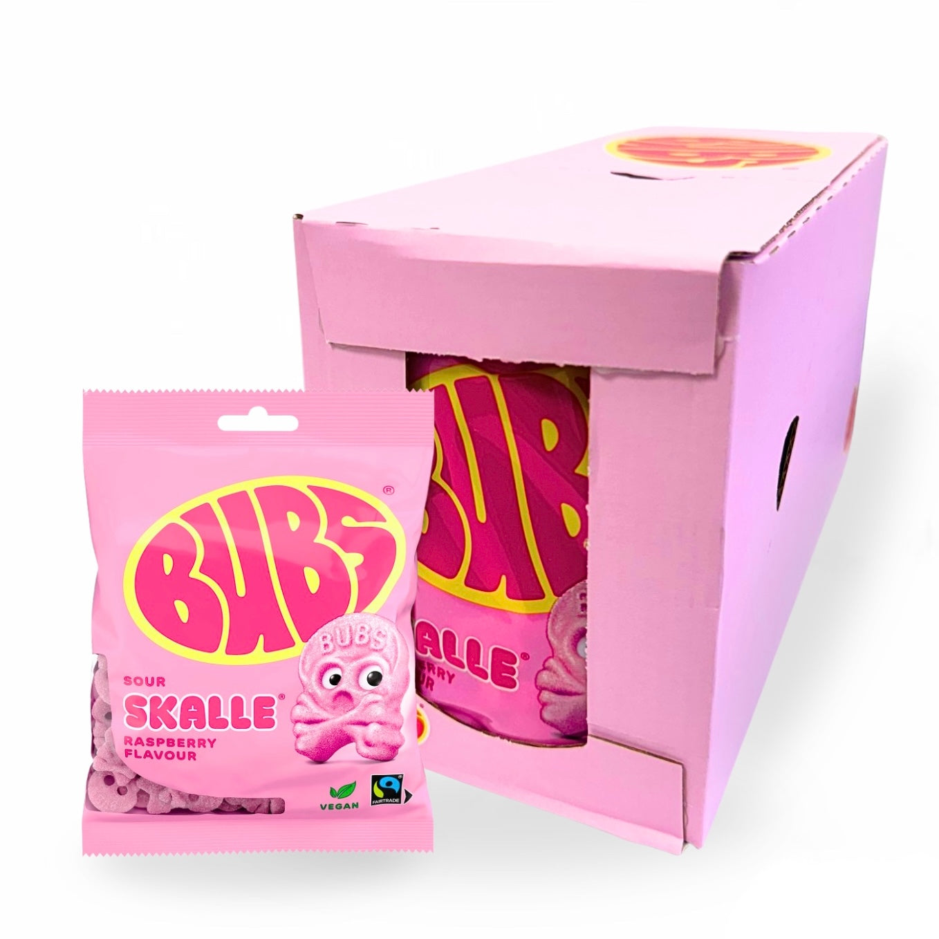 Bubs Swedish Candy - Sour Raspberry Skulls - 12 Pack Case