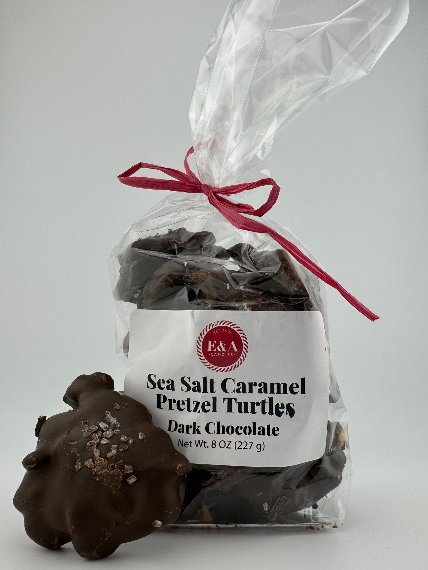 Dark Chocolate Sea Salt Caramel Pretzel Turtles 8oz