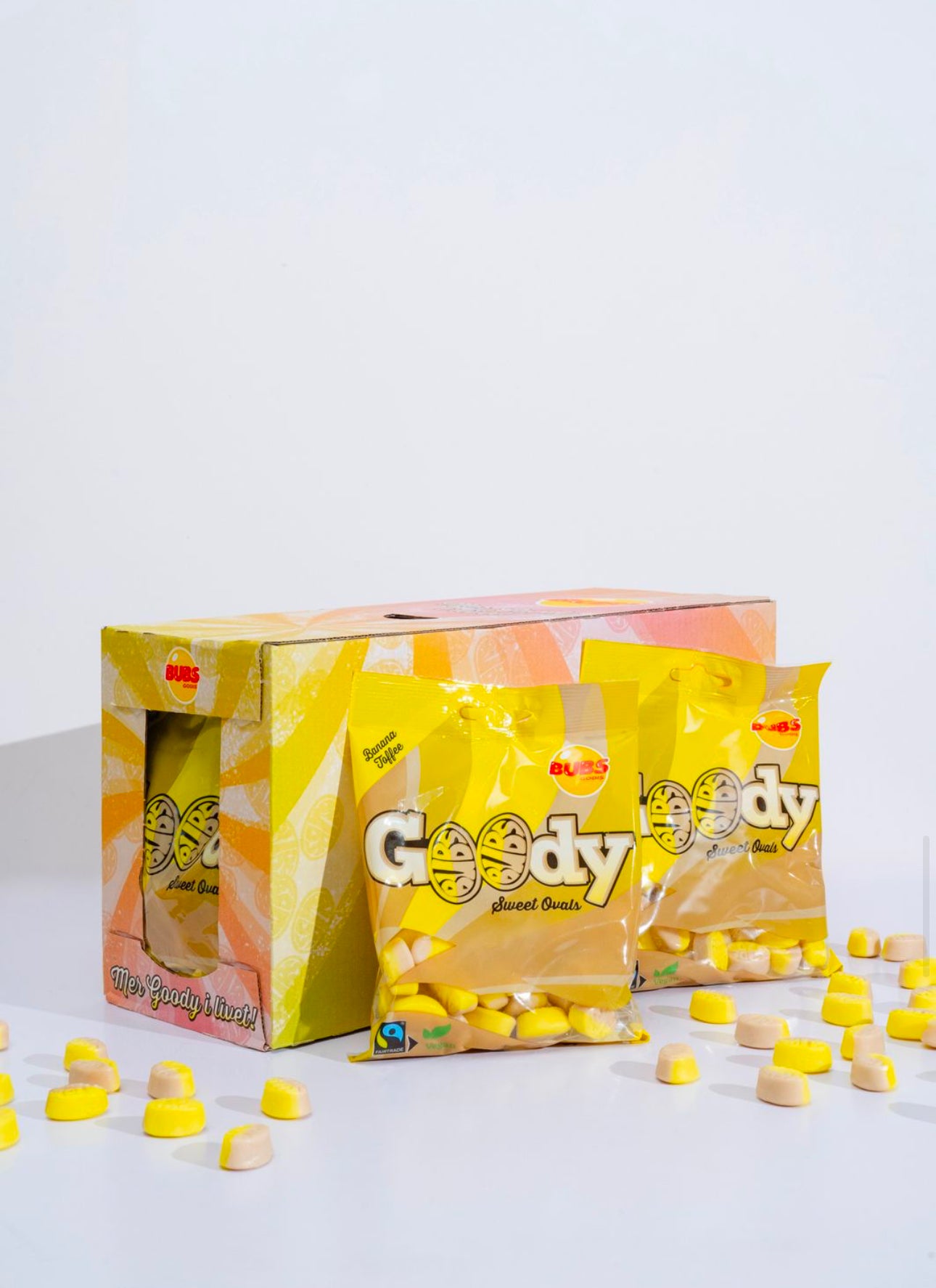 Bubs Swedish Candy - Goody Banana Toffee Ovals - 12 Pack Case