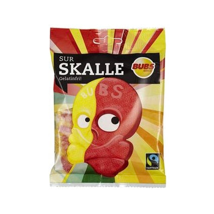 Swedish Candy Bubs Sour Foam Skulls 16 Pack Case