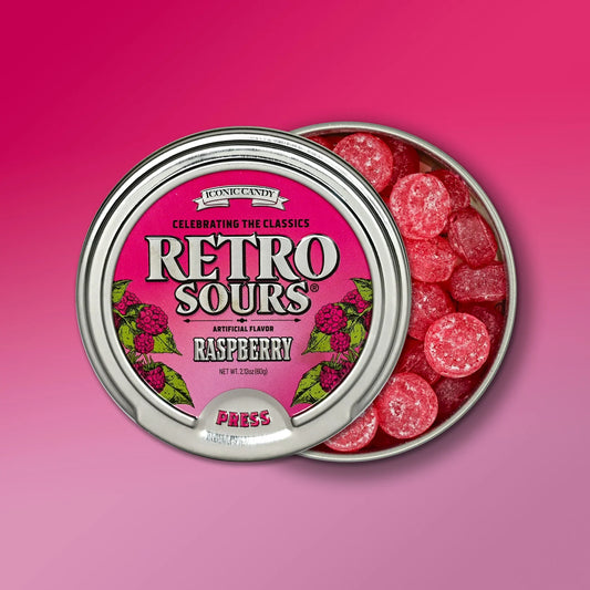 Retro Sours Raspberry Case of 8 Tins
