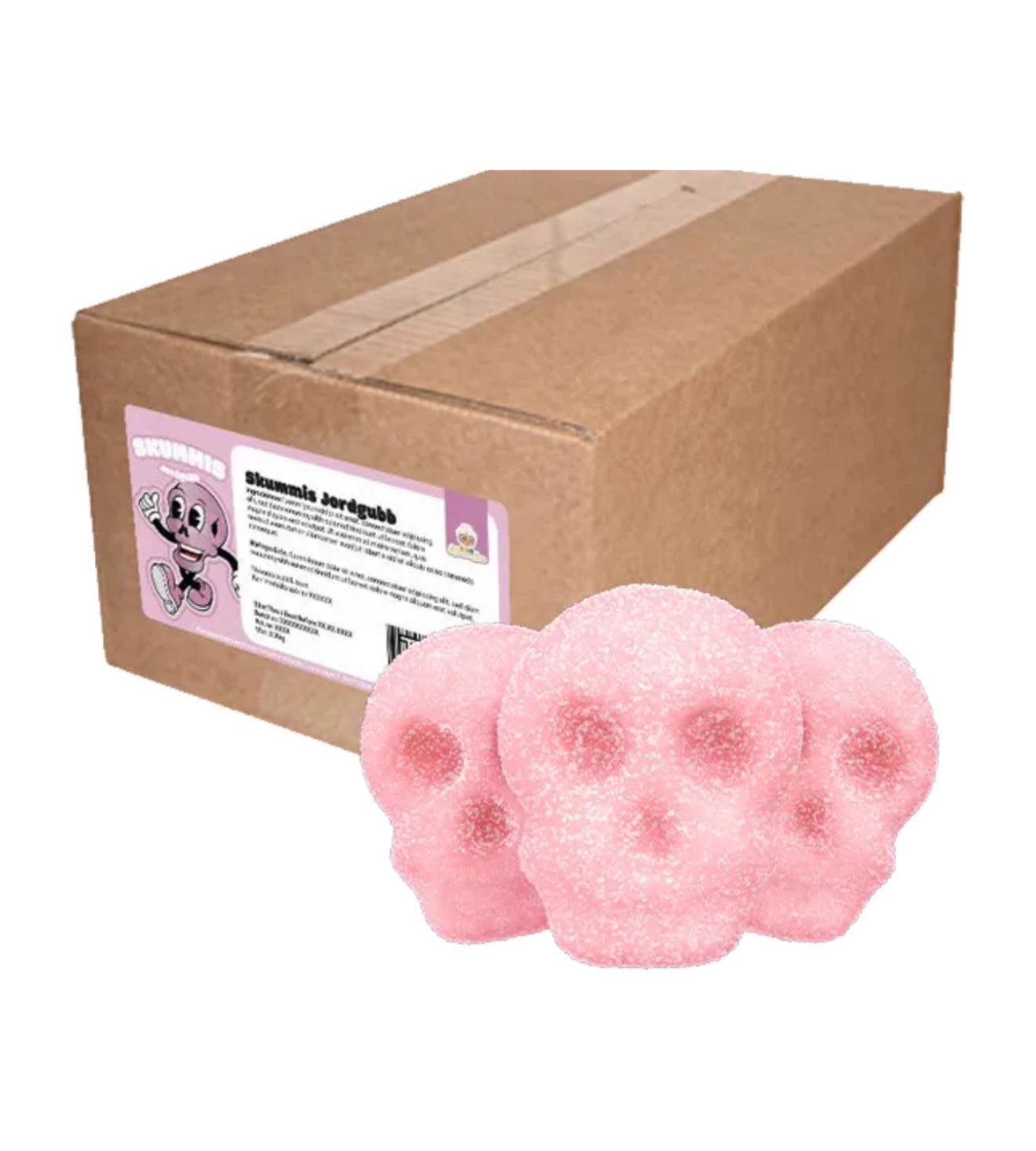 Swedish Skummis Sour Mini Foam Strawberry Skulls 4.4 lb Case