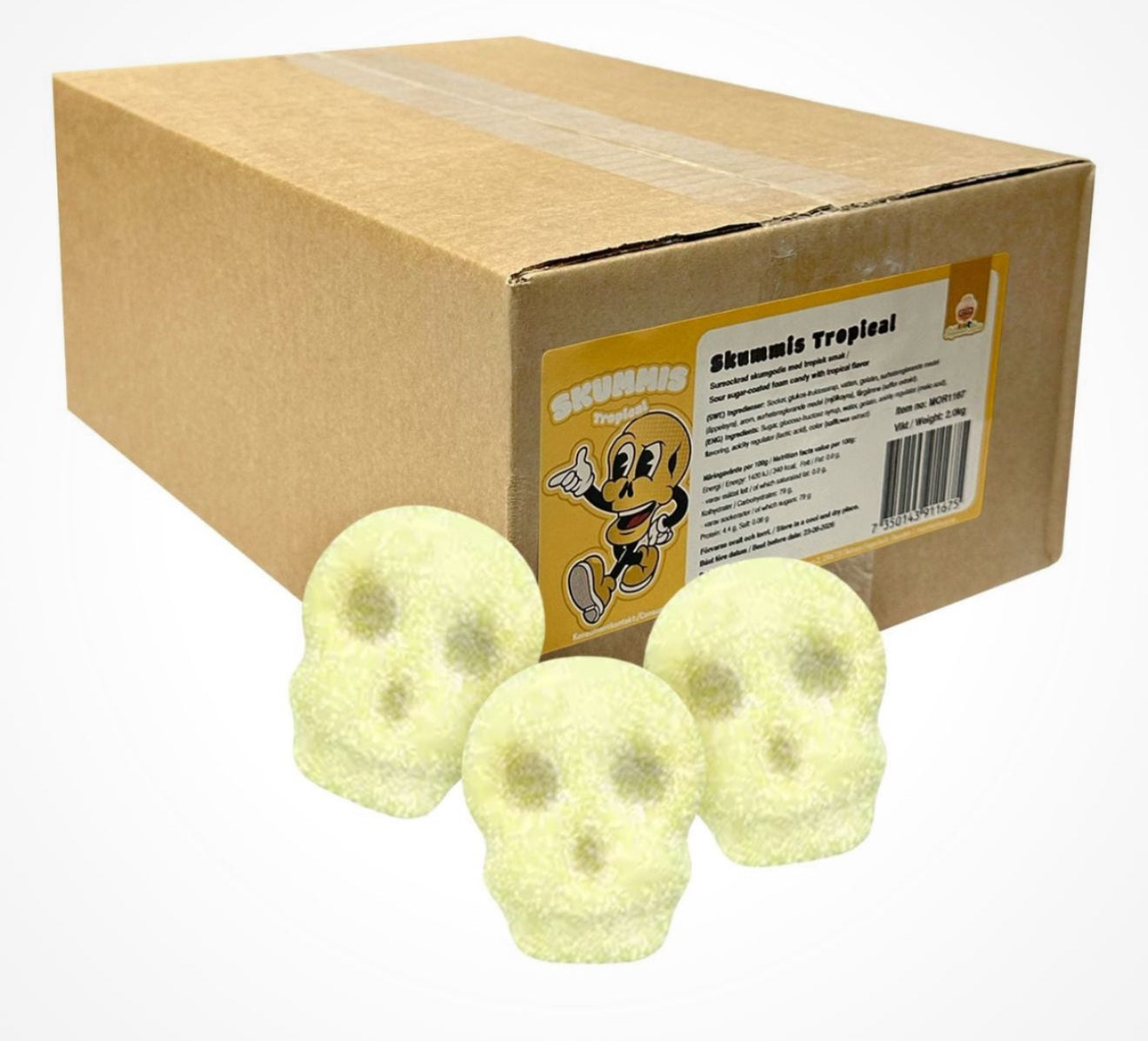 Swedish Skummis Mini Foam Tropical Skulls 4.4 lb Case