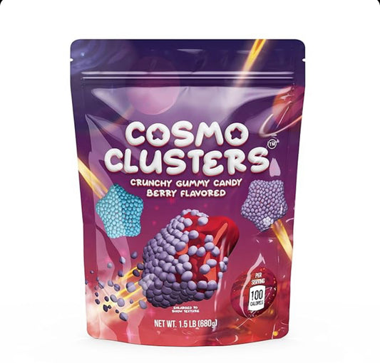 24-Ounce Bag Cosmo Clusters Crunchy Gummy Candy Berry Flavored, 10 Bags per Case