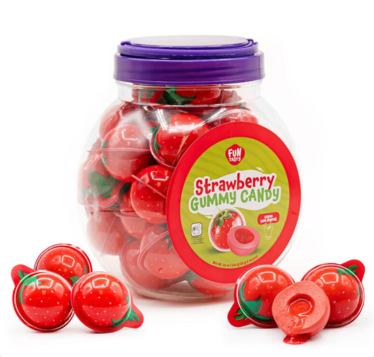 30 Count Strawberry Gummy Candy – Jam Filled | 19-Ounce Jar, 12 Count per Case